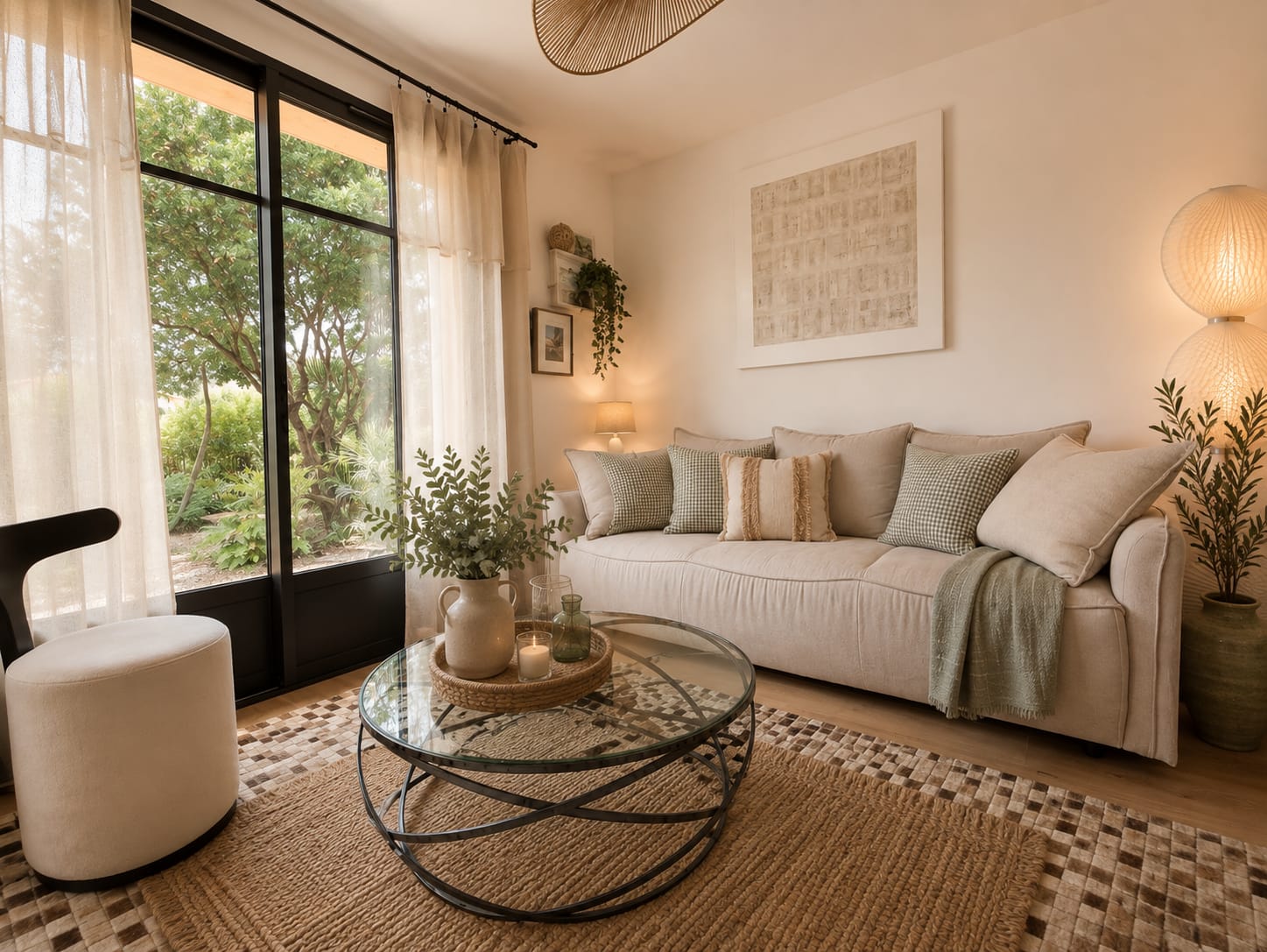 Le salon de L'Eden, ouvert sur le jardin